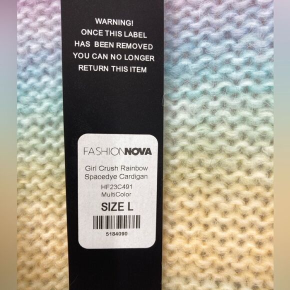 NWT Fashion Nova Women’s Crush Rainbow Spacedye Cardigan Size L - Picture 9 of 10
